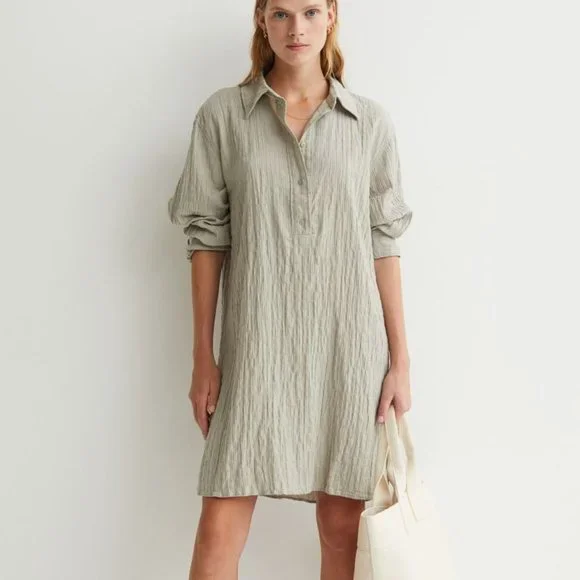 Dresses | Nwt Hm Shirt Dress Light Sage Green Med | Poshmark